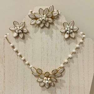 1950’s Coro Milk Glass Parure Necklace Set